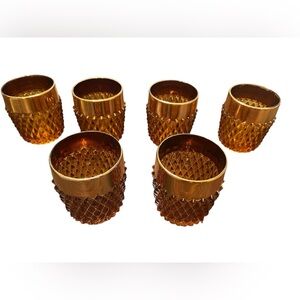 Mcm Indiana glass amber gold trimmed rock glasses